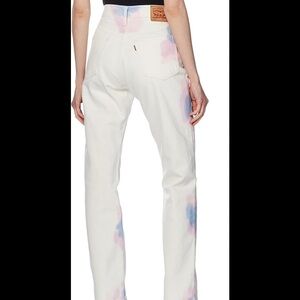 NWT Levi’s 501 Orginal tie dye cream straight leg denim Jean